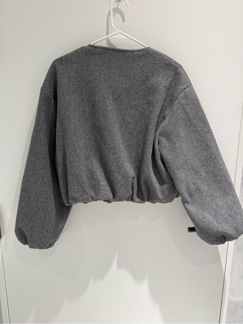 Zara Gray Cropped Zip Bomber Jacket - Picture 2 of 3